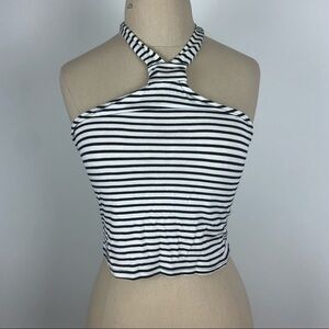 Mimi Chica Black and White Crop Top Stripe